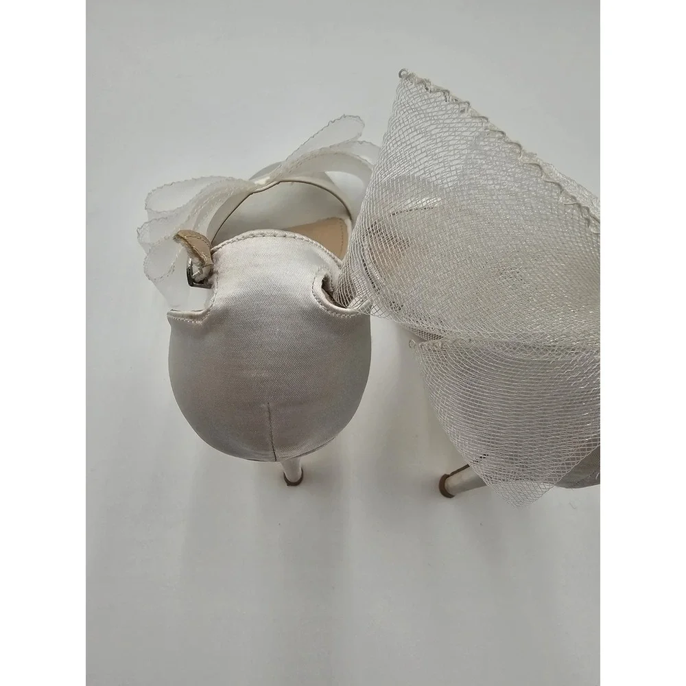 White Bride Wedding Shoes With bow‎ Size 9.5